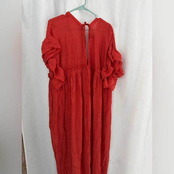 Red Ruffled Maxi Dress - Picture 3 of 3